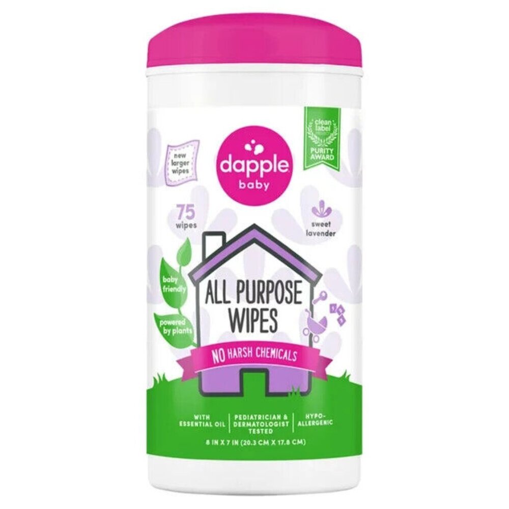 Dapple All Purpose Wipes Baby, Hint of Lavender, 75 Count Canister
